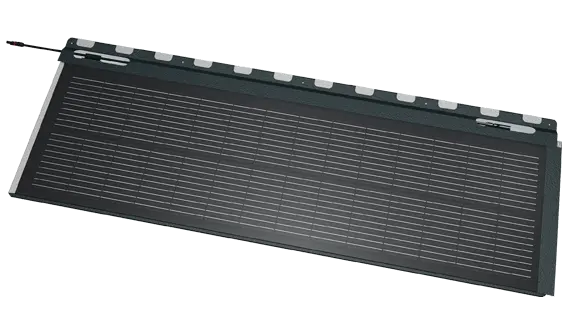 Wygląd dachówki solarnej PREFA z kablem PV