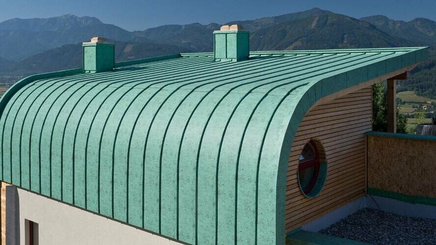 Zaokrąglony dach w z Prefalz w kolorze zielonej patyny