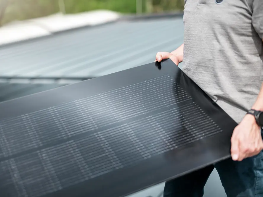 Widok szczegółowy pojedynczego modułu solarnego PREFALZ