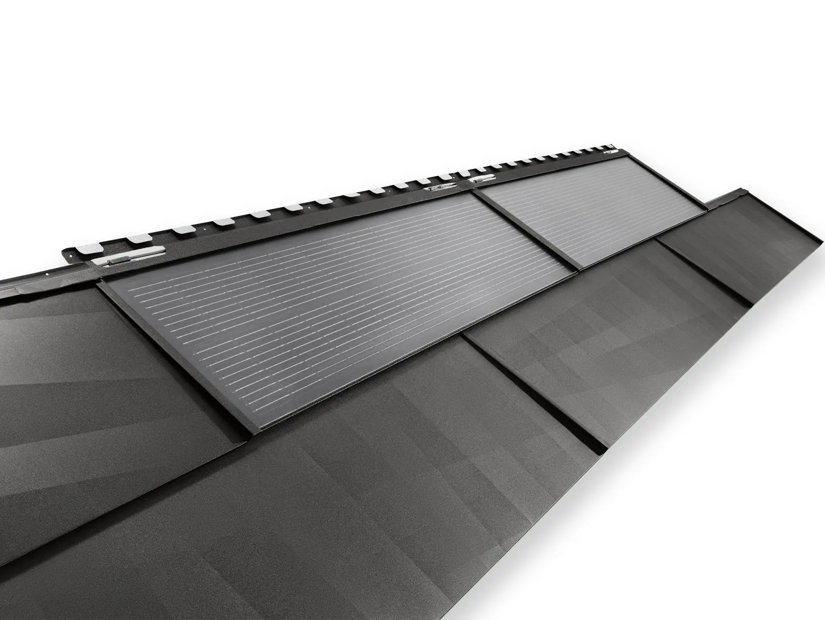 Dachówka solarna duża PREFA i panel dachowy FX.12 w kolorze czarnym P.10