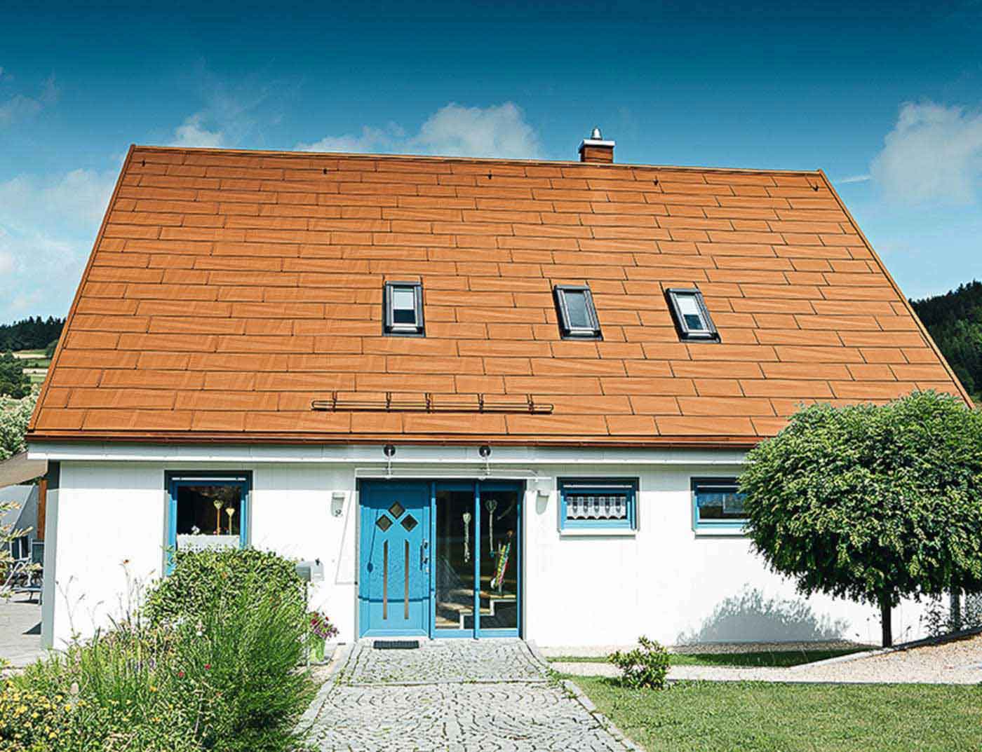 Obiekty referencyjne PREFA Systemy dachowe Panel dachowy FX.12 04 P.10 ceglasty