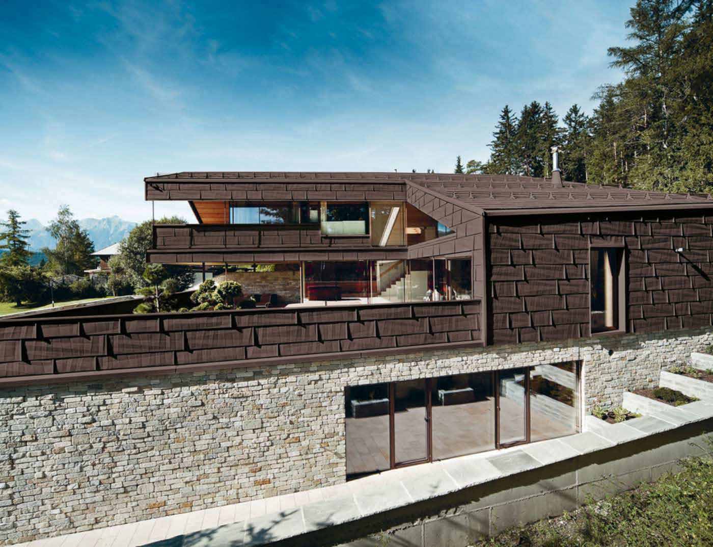 Obiekty referencyjne PREFA Systemy elewacyjne Panel elewacyjny FX.12 11 P.10 orzechowy brąz